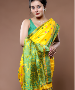 yellow assam silk saree