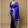 Blue Handloom Assam Pure Silk Saree With Blouse Piece