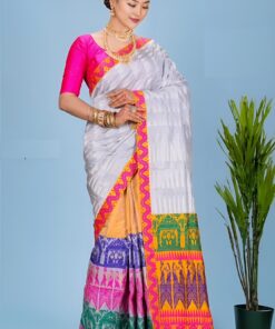 Muliti color Genuine Assam Silk Saree