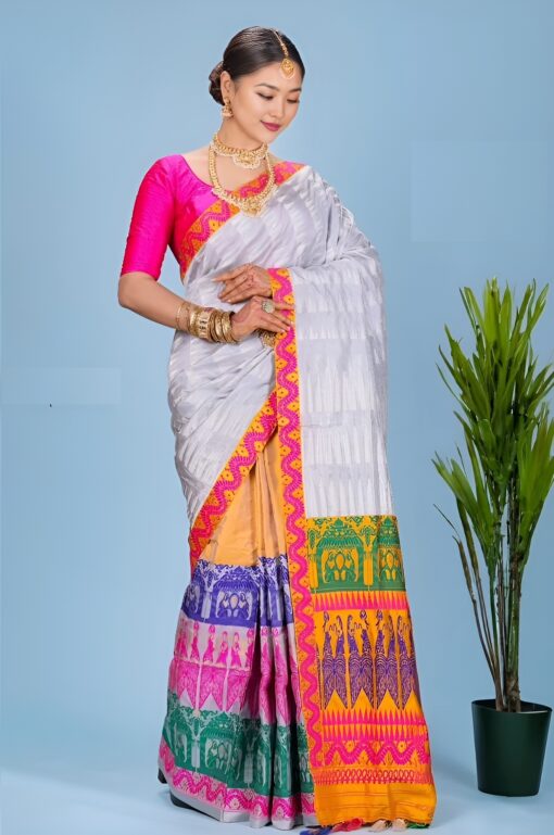 Muliti color Genuine Assam Silk Saree