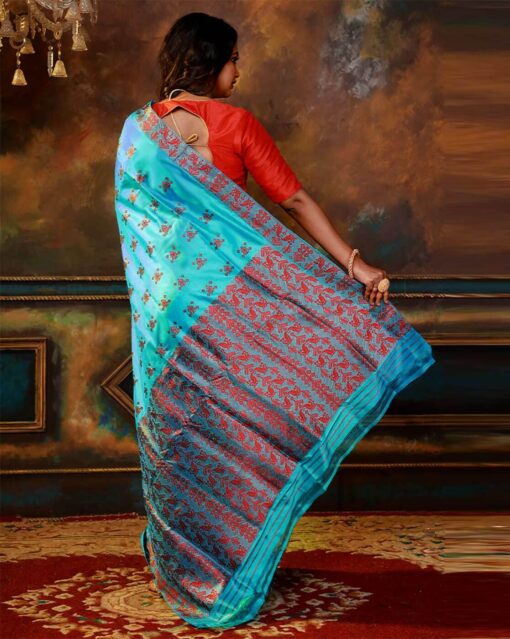 Blue Mulberry Silk Saree